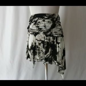 Roberto Cavalli Black and White Cinched Skirt